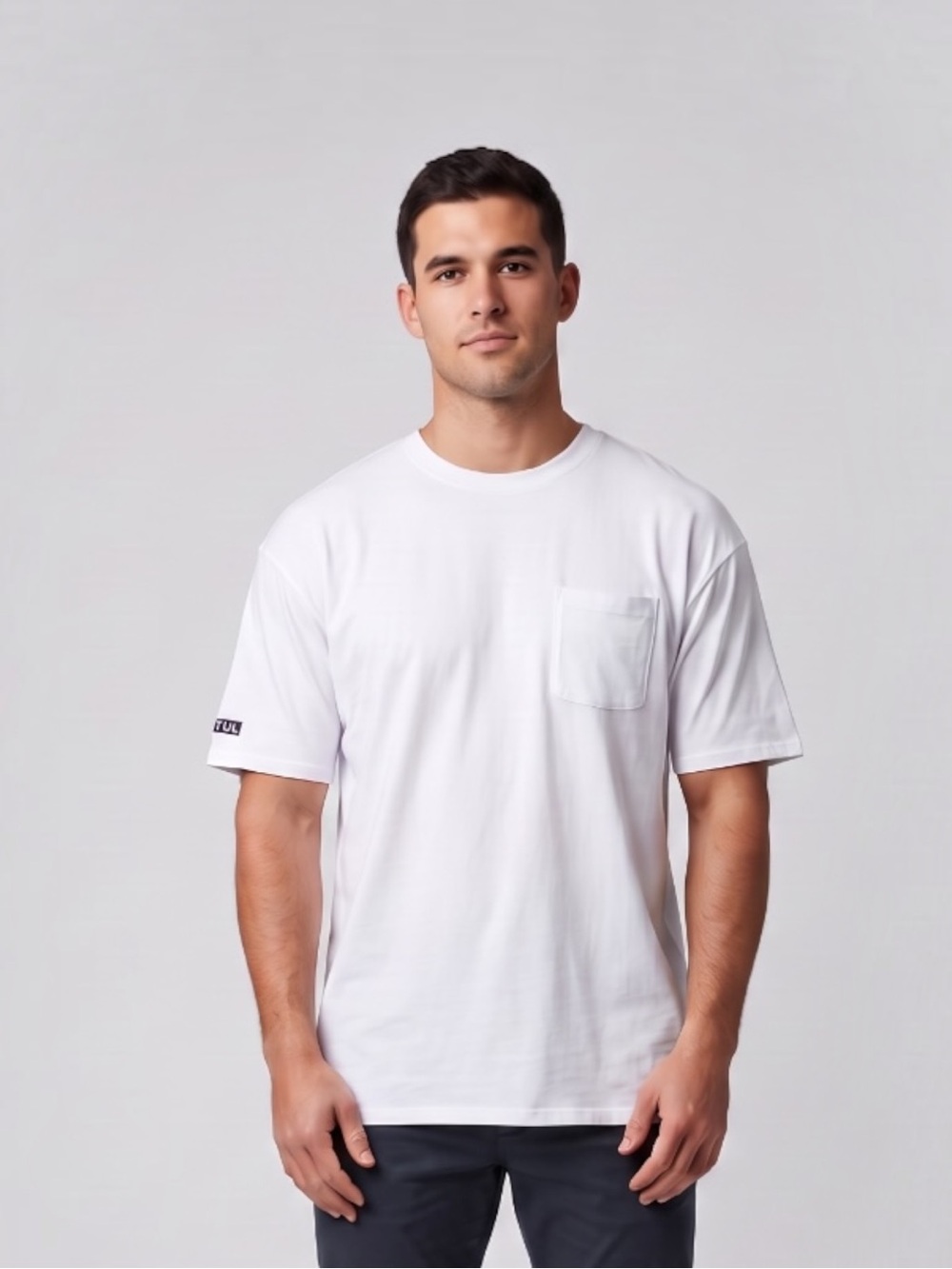 P’tula Men’s Oversized Boxy Pocket Tee White NWT Soft Short Sleeve Unisex M